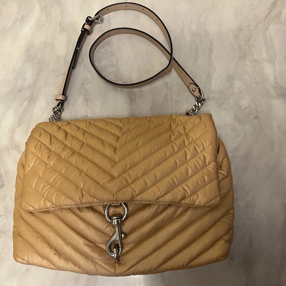 Rebecca Minkoff Handbags - Rebecca Minkoff Edie nylon jumbo flap shoulder bag, New Nude Color
